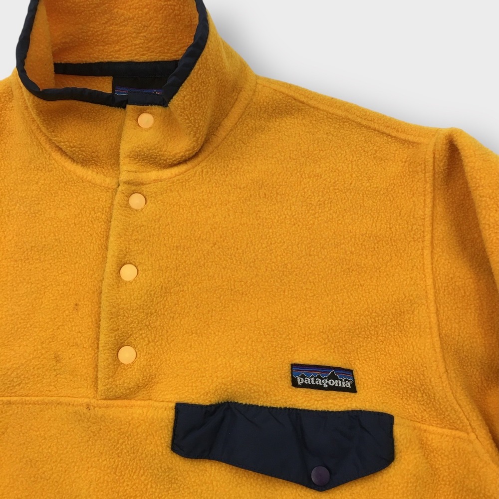 VINTAGE Patagonia Fleece Snap T Neck Pullover Jacket Yellow Men's Size S (SPOTS) - Picture 2 of 10